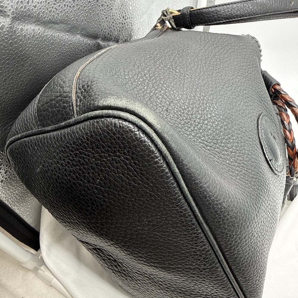 Dooney & Bourke All Weather Leather Drawstring Bucket Bag Black Vintage Made US - Picture 6 of 12